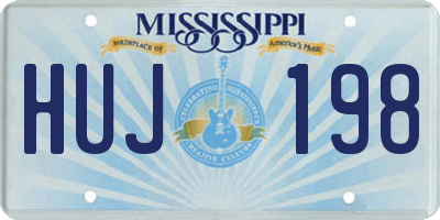 MS license plate HUJ198