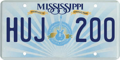 MS license plate HUJ200