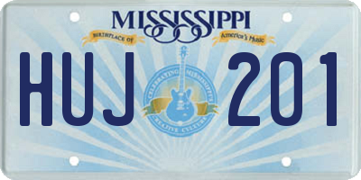 MS license plate HUJ201