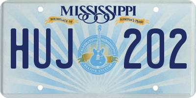 MS license plate HUJ202