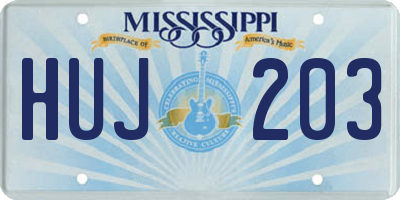 MS license plate HUJ203