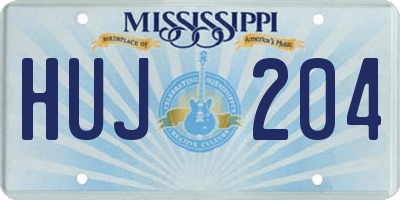 MS license plate HUJ204