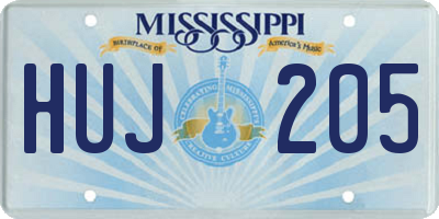 MS license plate HUJ205