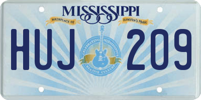 MS license plate HUJ209