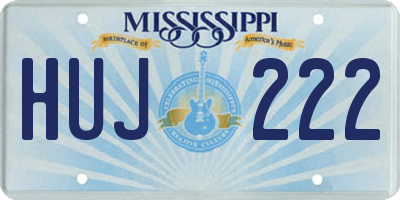 MS license plate HUJ222