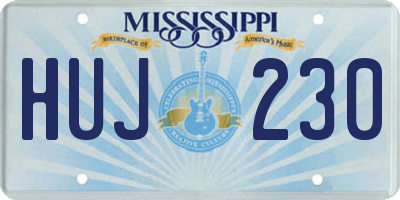 MS license plate HUJ230