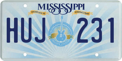 MS license plate HUJ231