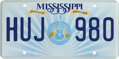 MS license plate HUJ980