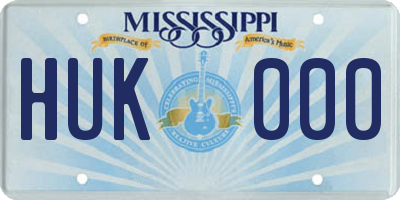 MS license plate HUK000