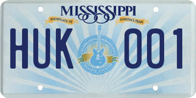 MS license plate HUK001