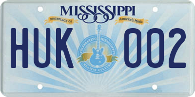MS license plate HUK002