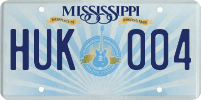 MS license plate HUK004