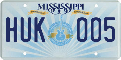 MS license plate HUK005