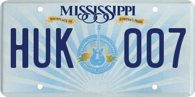 MS license plate HUK007