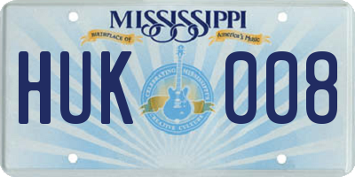 MS license plate HUK008