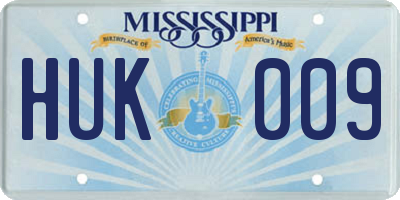 MS license plate HUK009