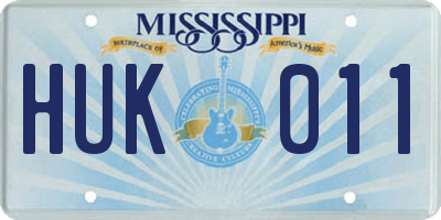 MS license plate HUK011