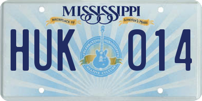 MS license plate HUK014