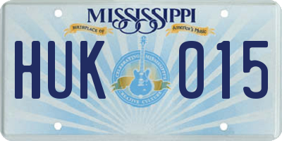 MS license plate HUK015