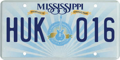 MS license plate HUK016