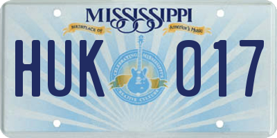 MS license plate HUK017