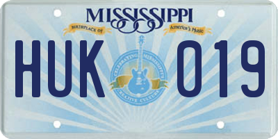 MS license plate HUK019