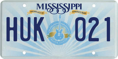 MS license plate HUK021