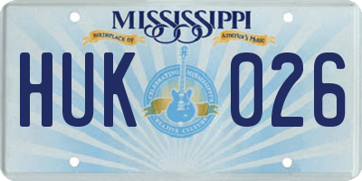 MS license plate HUK026