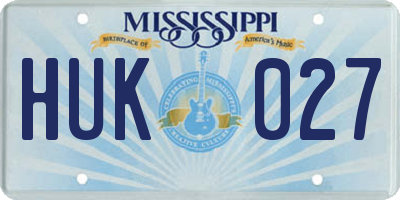 MS license plate HUK027