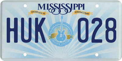 MS license plate HUK028