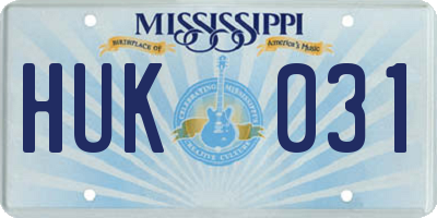 MS license plate HUK031