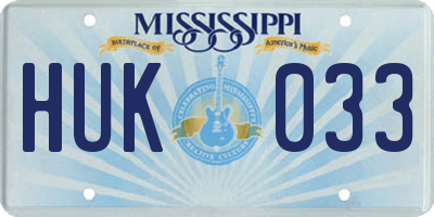 MS license plate HUK033