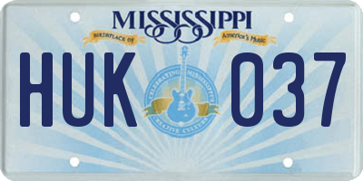 MS license plate HUK037