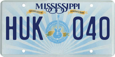 MS license plate HUK040