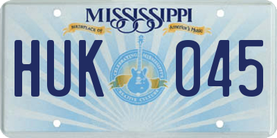 MS license plate HUK045