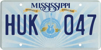 MS license plate HUK047