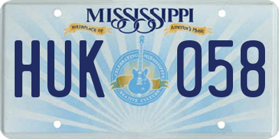 MS license plate HUK058