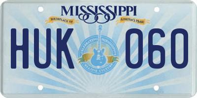 MS license plate HUK060