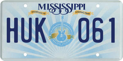 MS license plate HUK061