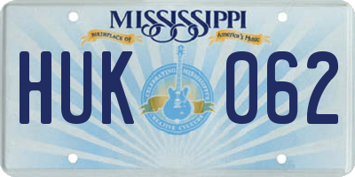 MS license plate HUK062