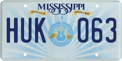 MS license plate HUK063