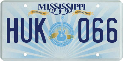 MS license plate HUK066