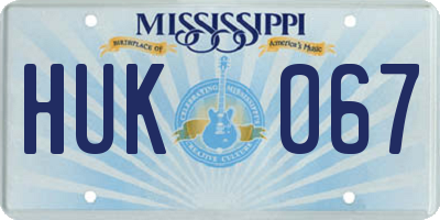 MS license plate HUK067