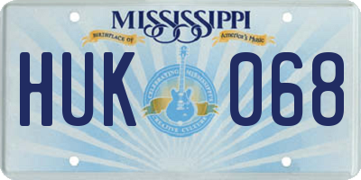 MS license plate HUK068