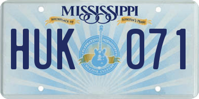MS license plate HUK071