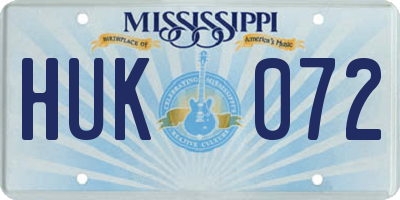 MS license plate HUK072