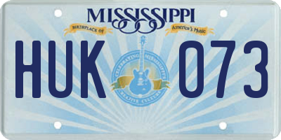 MS license plate HUK073