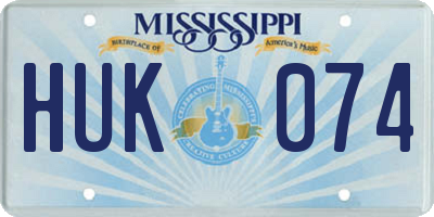MS license plate HUK074