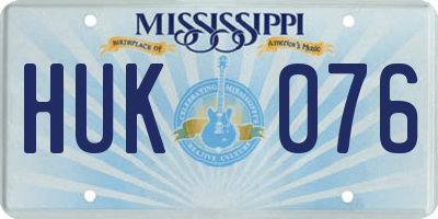 MS license plate HUK076