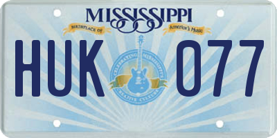 MS license plate HUK077